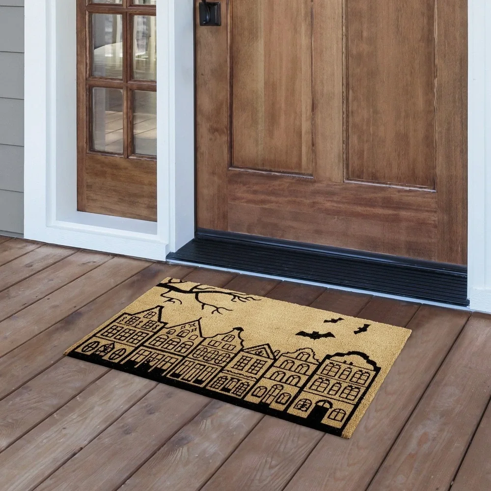 My Texas‎ House Natural/Black Bats Halloween Coir Doormat, 18x30